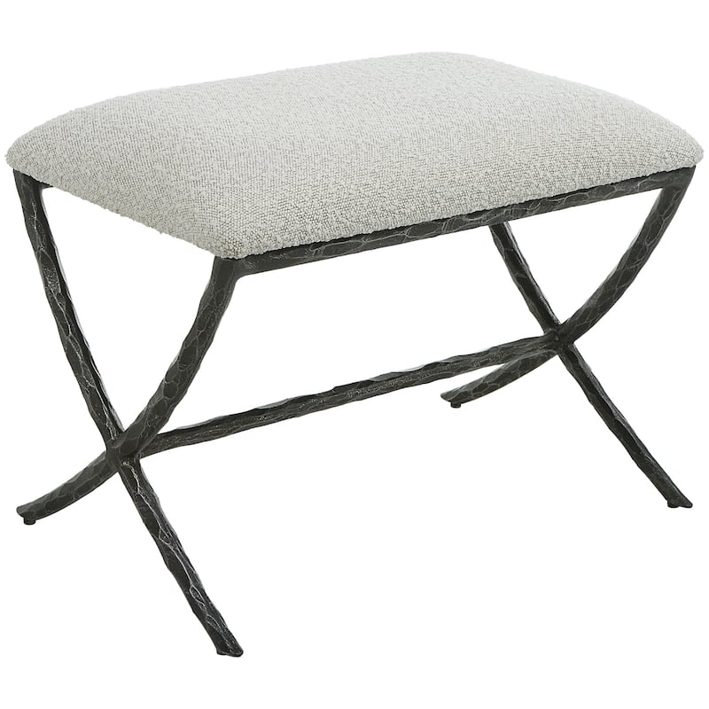 Cushioned Shearling Top Small Bench - 24" - Gray and Black