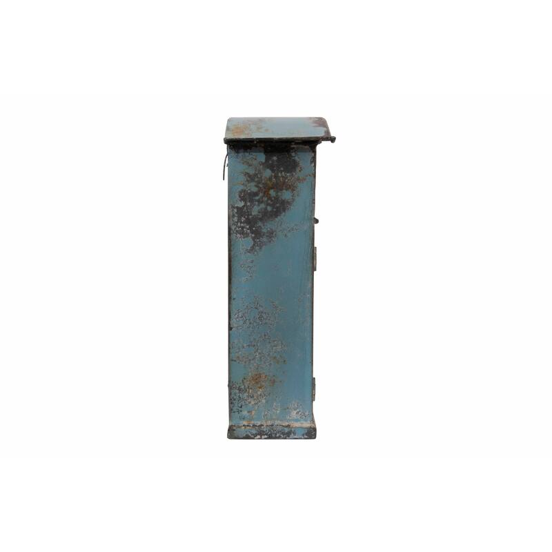 Distressed Blue Embossed Tin "Mail" Box