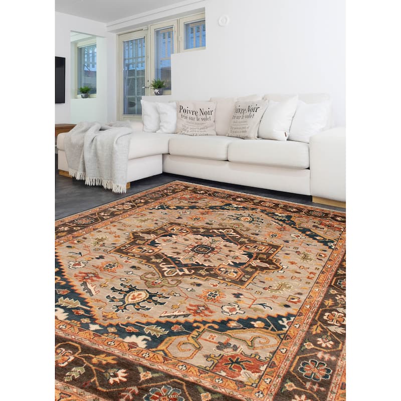 ECARPETGALLERY Hand-knotted Jules Serapi Grey Wool Rug - 11'9 x 15'1