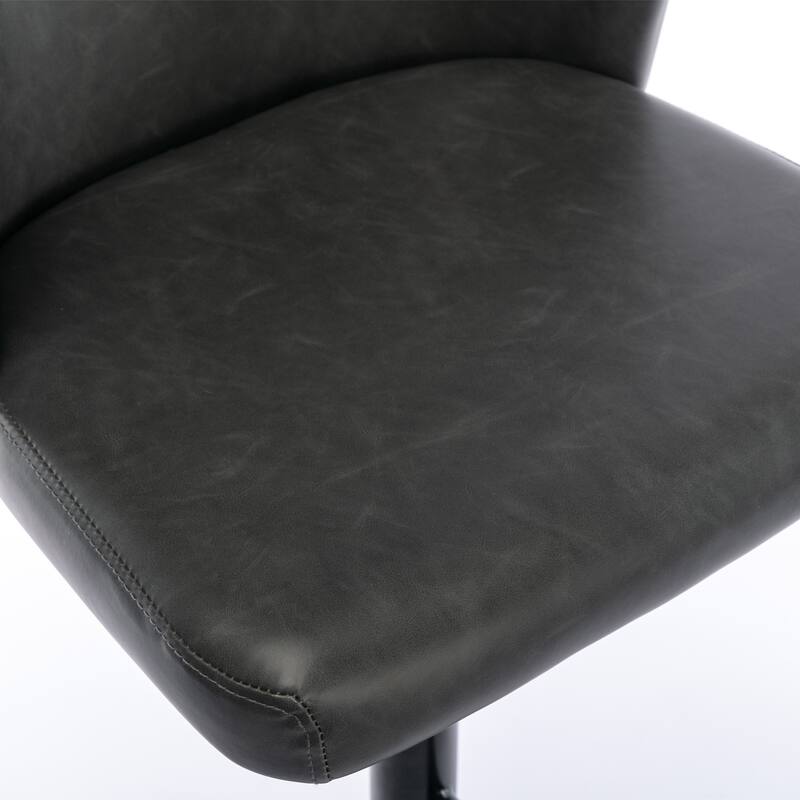 Modern Swivel Barstools, Tufted Back Upholstered Dining Chair, Leather High Bar Chair Adjustable Height, Set of 2