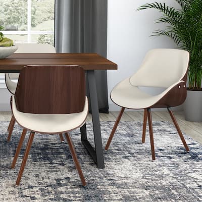 WYNDENHALL Malone Bentwood Dining Chair in Cream Faux Leather - 22.8" D x 20.9" W x 30.9"H