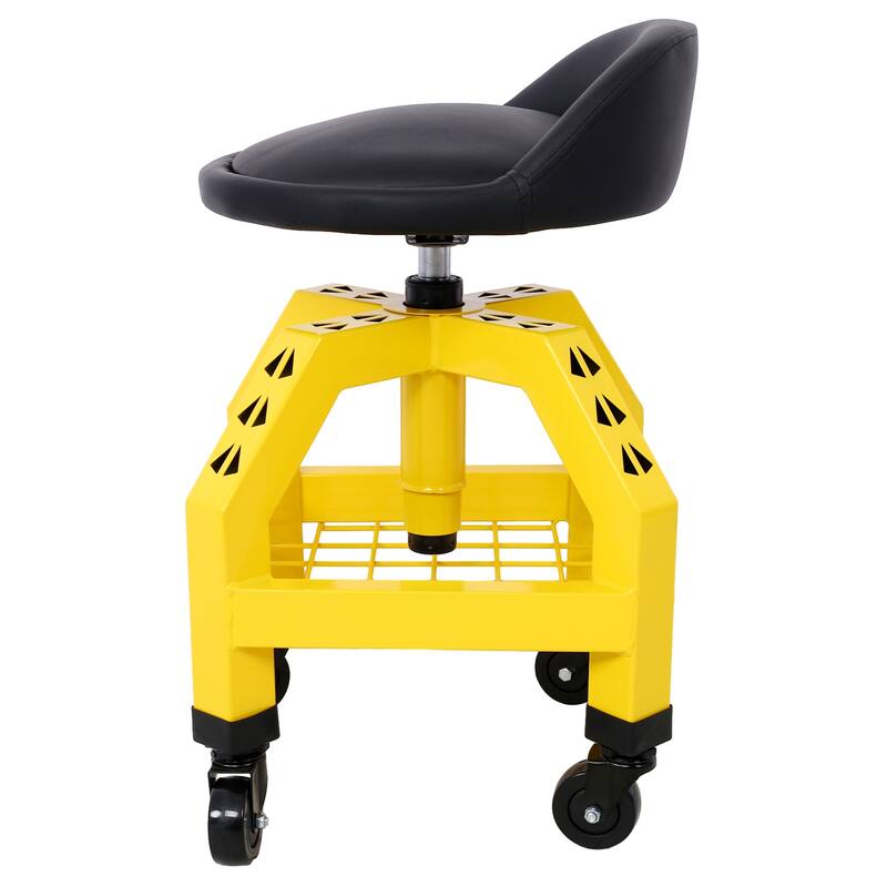 Pneumatic 360 Degree Swivel Stool, Mechanics Rolling Creeper Seat, Heavy Duty Rolling Mechanics Stool, Shop Stool with Casters