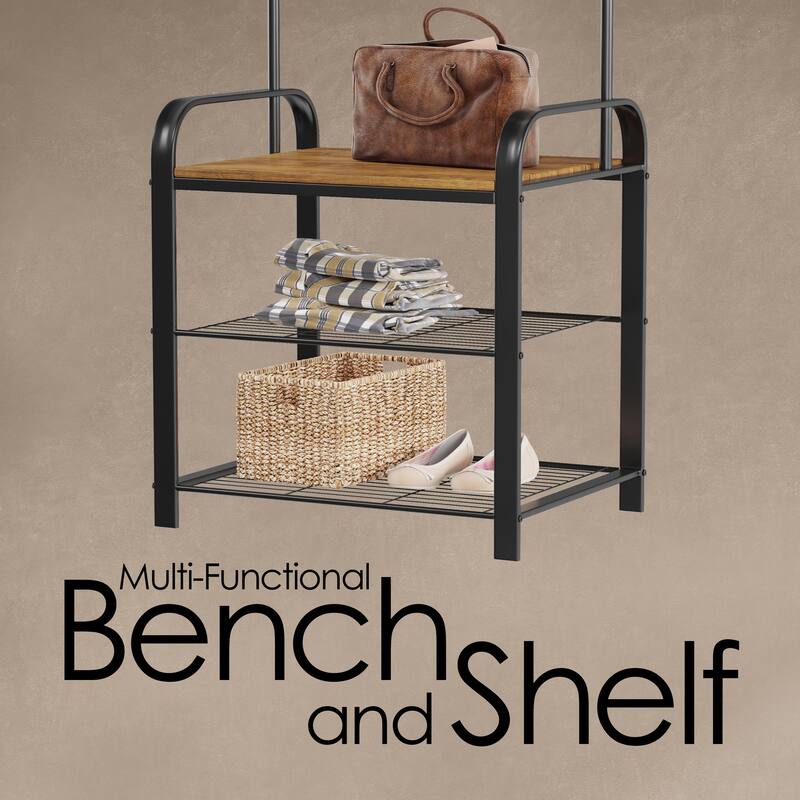 Lavish Home Freestanding Coat Rack, Espresso Brown