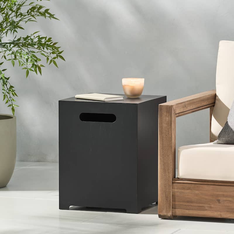 Wellington Outdoor Metal Tank Holder Side Table by Christopher Knight Home - Dark Gray