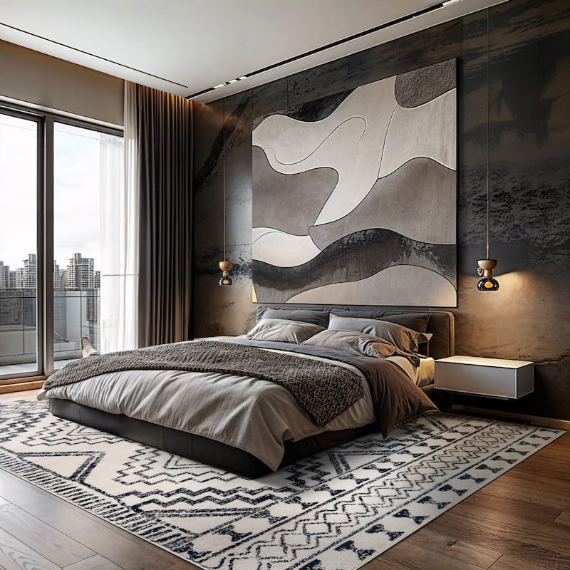 Contemporary Distressed Geometric Area Rug