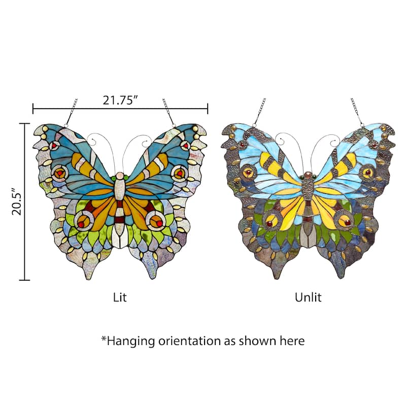 20.5"H Stained Glass Swallowtail Butterfly Window Panel - 21.75"L x 0.25"W x 20.5"H