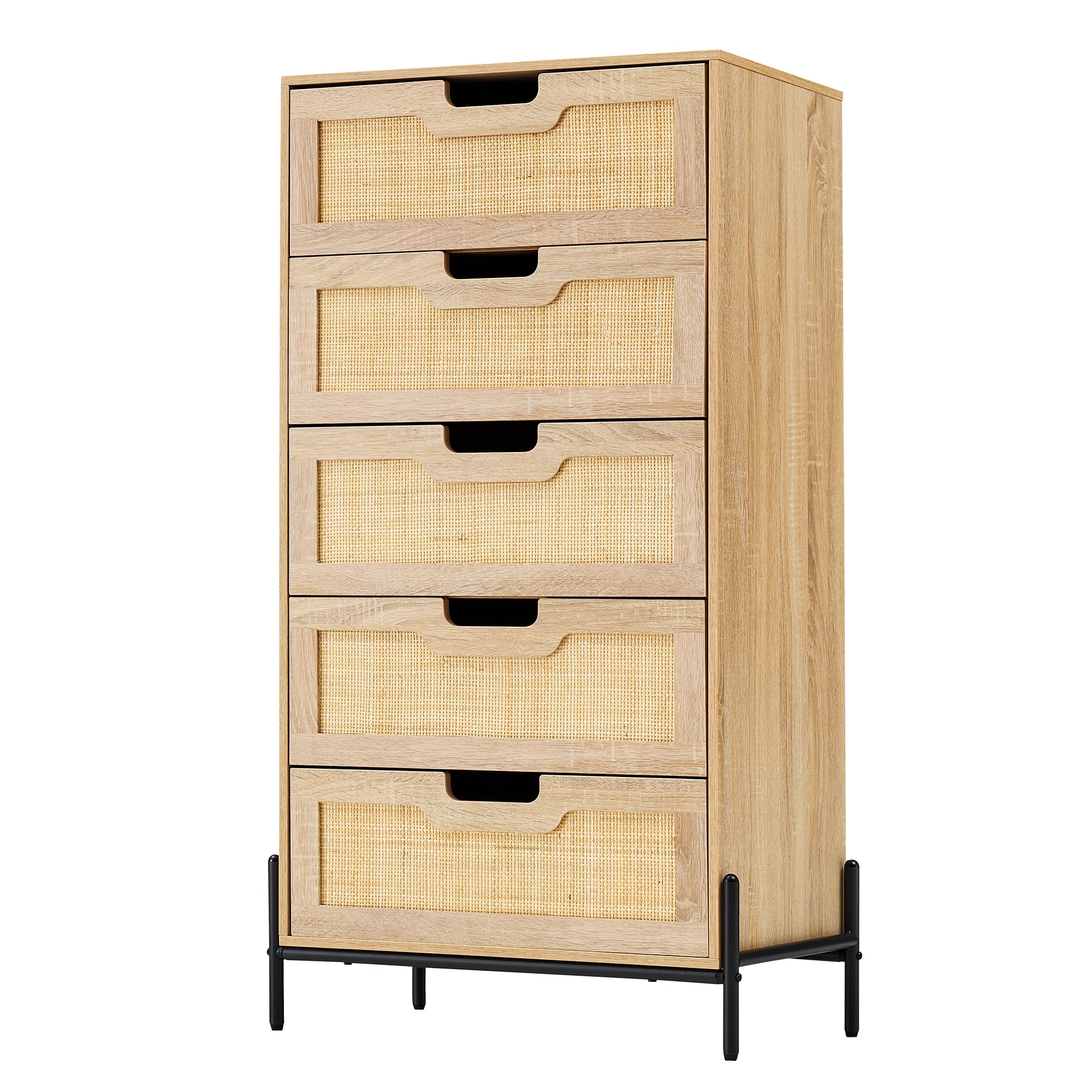 Modern Rattan 5 Drawers Dresser