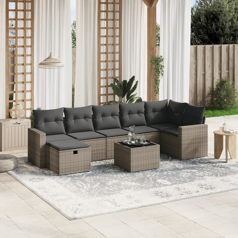vidaXL Garden Sofa Set - Grey Large - form2