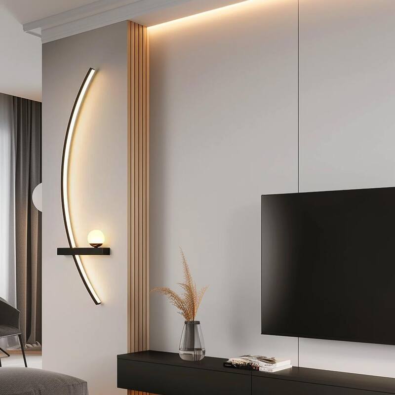 34" Arc Wall Sconce, 3 Color Temperatures - Set of 2 - 34 inch