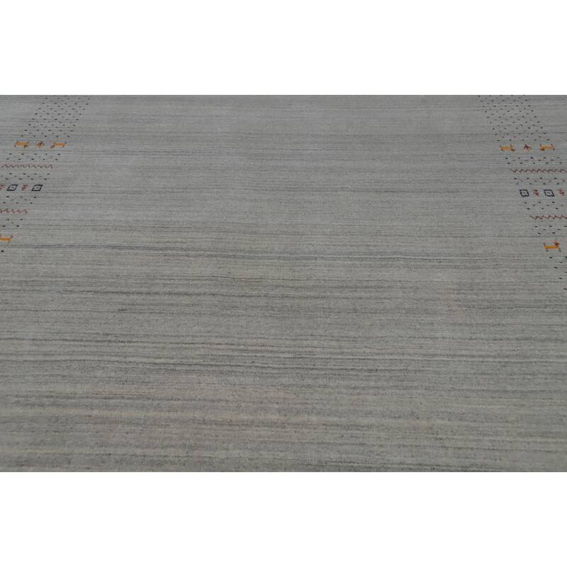 Hand Knotted Oriental 100% Wool Carpet Tribal Animal Pictorial Greys & Charcoal Gabbeh Area Rug - 9' 10'' X 7' 11''