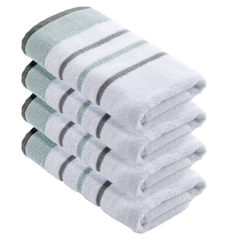 Linery & Co. Luxury Cotton Decorative Towel Set. - Hand Towel (Pack of 4) - Eucalyptus / Grey.