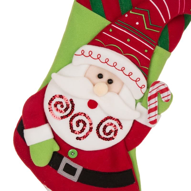 Glitzhome 21"L Embroidered Linen Red Truck Dachshund Christmas Stocking