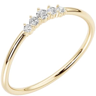 14k Gold Plated Sterling Silver Lab Diamond 1/10 ct Stacking Ring Band