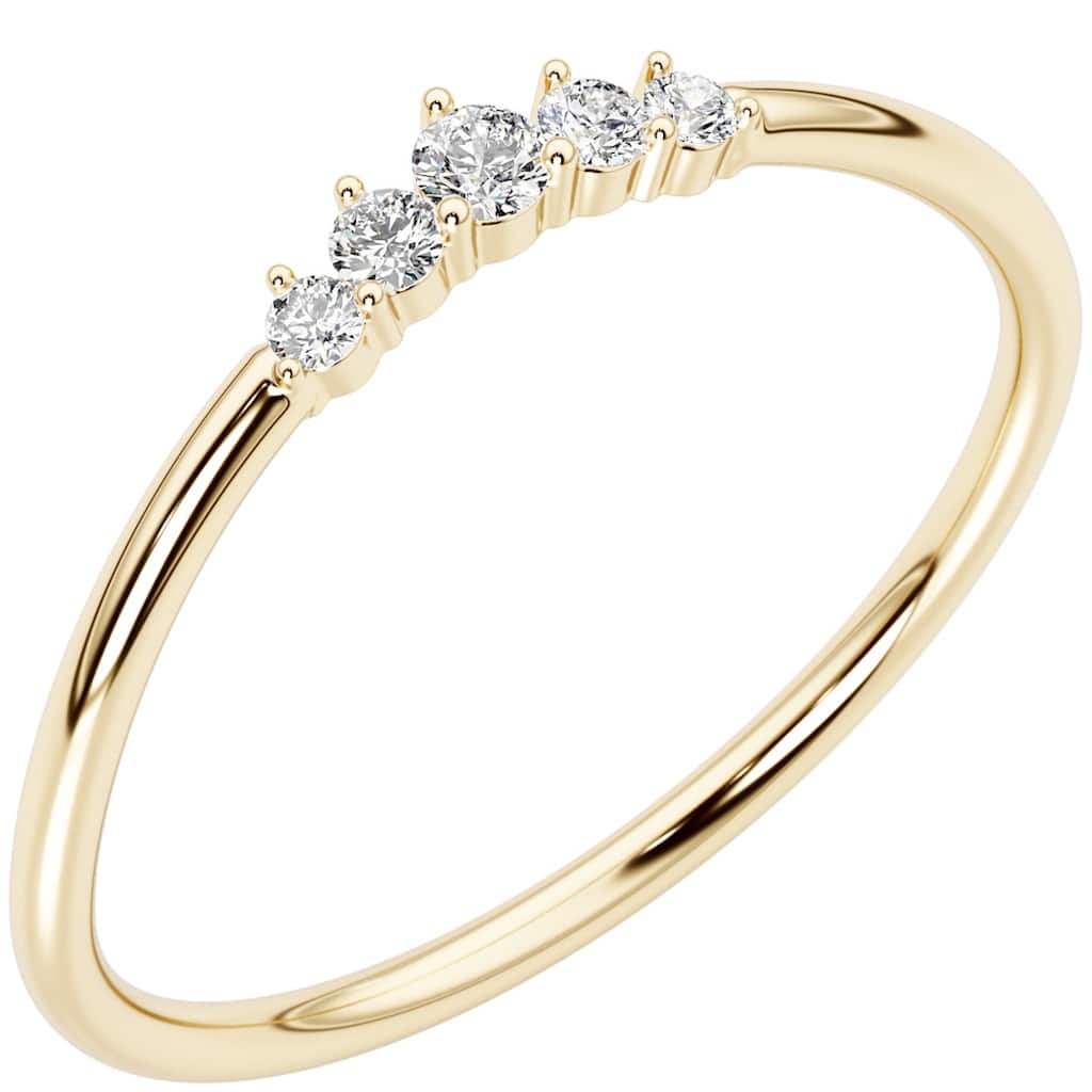 14k Gold Plated Sterling Silver Lab Diamond 1/10 ct Stacking Ring Band