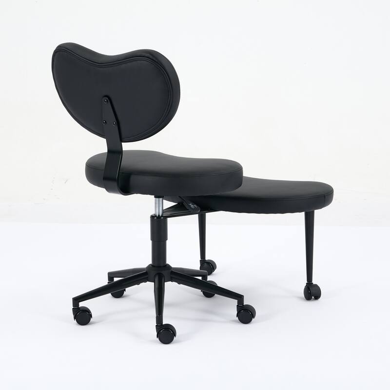 GDF Studio - Flexible PU Leather Cross-Legged Office Chair with Adjustable Swivel Footstool and Lumbar Support