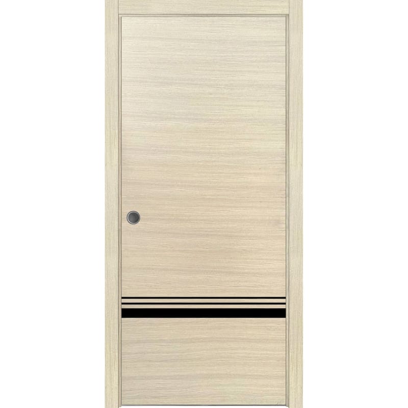French Pocket Door 28x80 with Planum 0012 Natural Veneer Kit Trims Rail - 28" x 96"