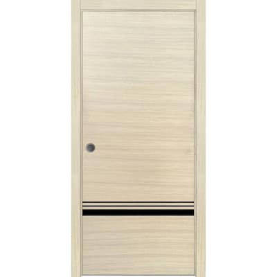 French Pocket Door 28x80 with Planum 0012 Natural Veneer Kit Trims Rail