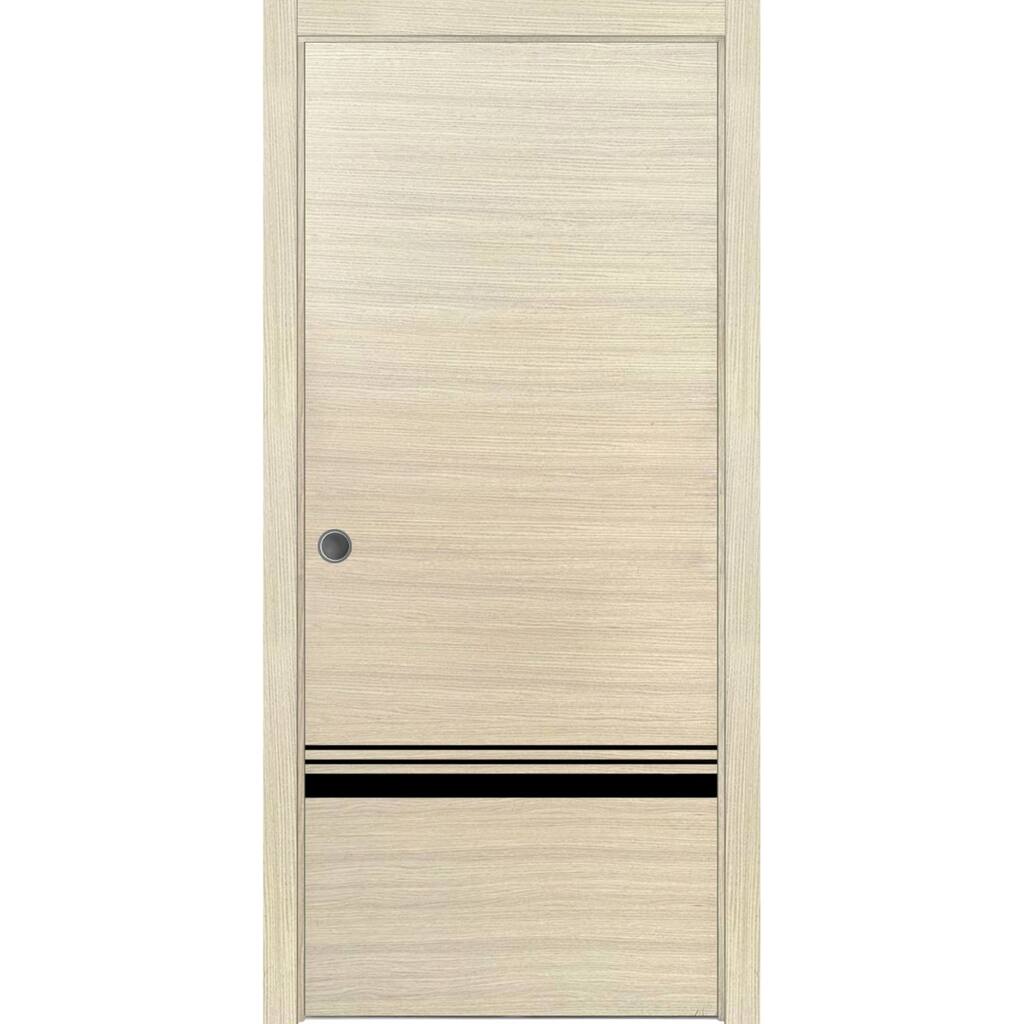 French Pocket Door 28x80 with Planum 0012 Natural Veneer Kit Trims Rail