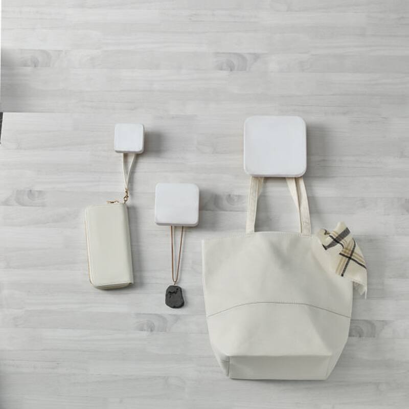 Melannco Set of 3 White Graduated Square Wall Hooks
