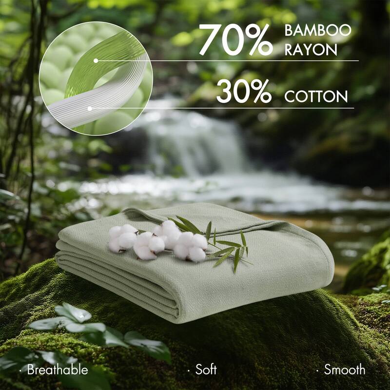 Chelsea Square Rayon from Bamboo Cooling Cotton Lightweight Blanket for Summer Spring