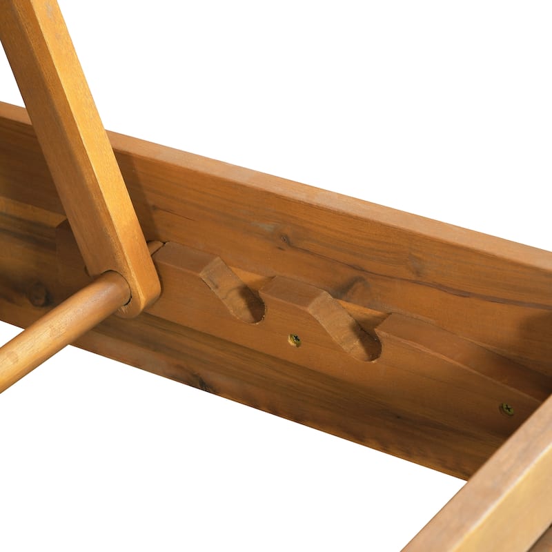 Christopher Knight Home - Modern Indoor/Outdoor Acacia Wood Chaise Lounge with 3-Position Adjustable Backrest & 3-Fold Cushion