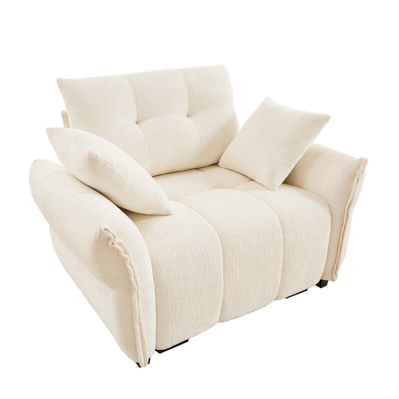 Chenille Upholstered Single Sofa, Ergonomic Reading Lounge Chair, Single Sofa Chair with High-Resilience Support Cushions