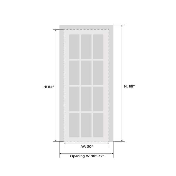 dimension image slide 8 of 22, Interior Solid French Door / Mela 0755 Painted White / Single Regular Panel Frame Handle / Bathroom Bedroom Modern Doors