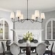 preview thumbnail 25 of 54, Starsky 6-Light Modern Classic Chandelier with White Linen Shades