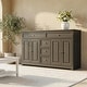preview thumbnail 15 of 33, 59.1''Sideboard Buffet White Mid-Century Modern Contemporary Lacquered Credenza with Drawers and Doors Grey