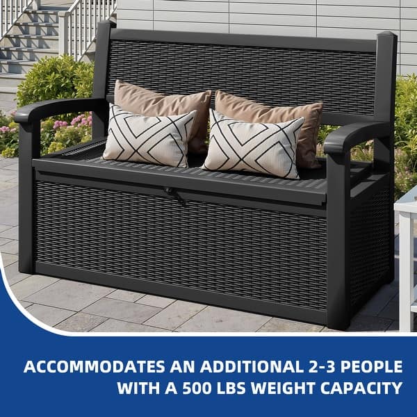 Keter Eden 70-Gallon Storage Bench Deck Box For Patio Furniture And Outdoor Storage Perfect To Store Garden Tools Pool Toys And More