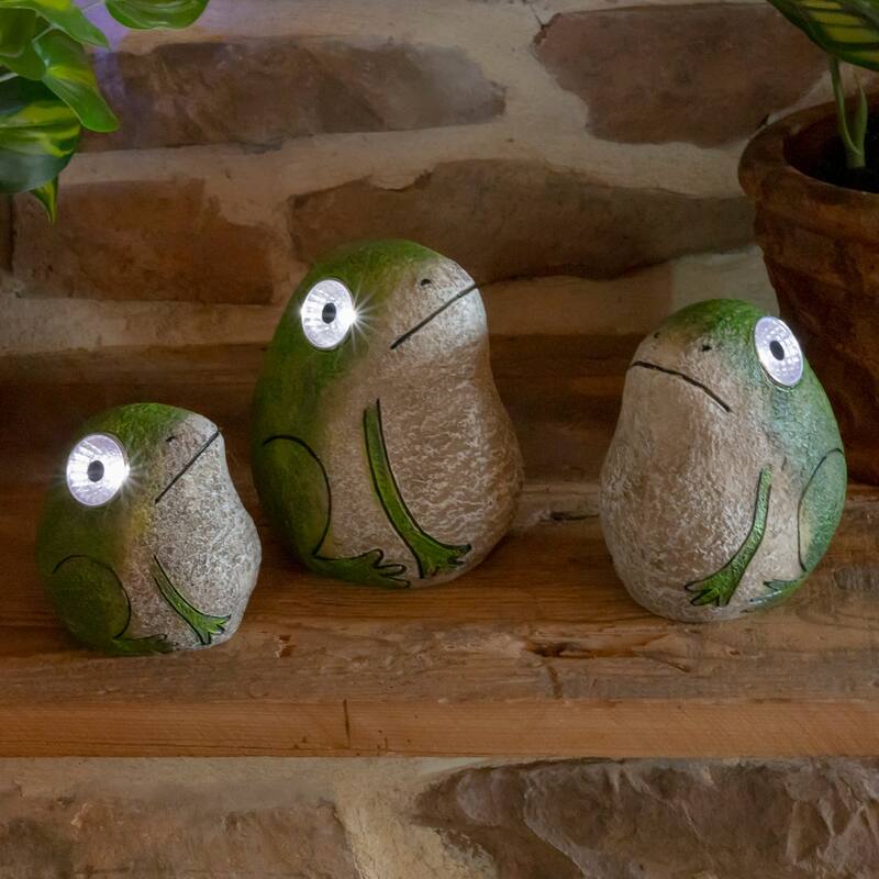Set of 3 Solar Frogs with Light up Eyes