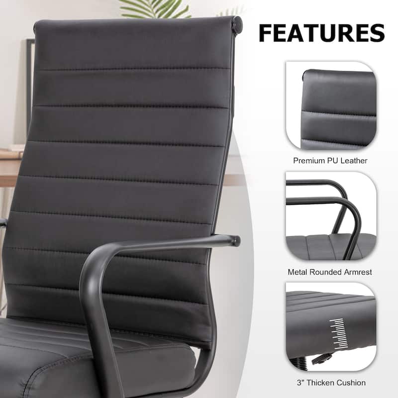 Ergonomic Office Chair Full-Grain Leather with Lumbar Support