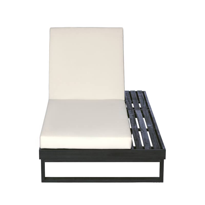 Christopher Knight Home - Modern Outdoor Acacia Wood Chaise Lounge with 4-Position Adjustable Backrest & 3-Fold Cushion