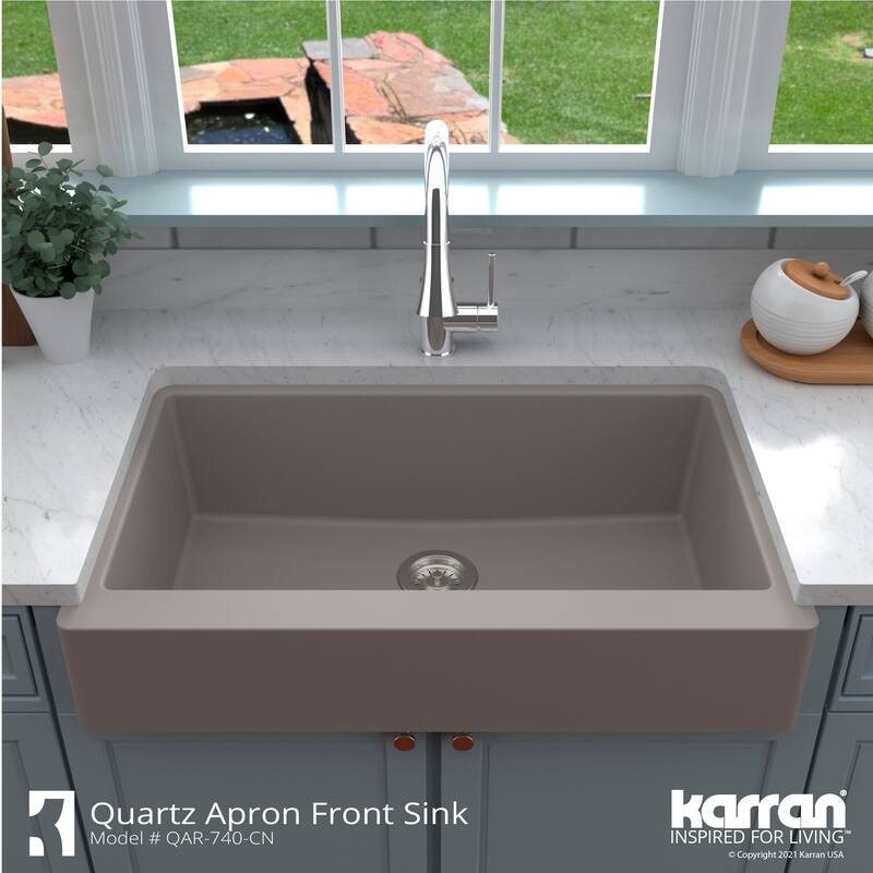 Karran Retrofit Farmhouse Quartz Single Bowl Kitchen Sink Kit