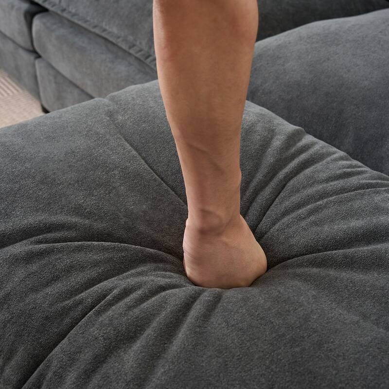 Modular Sofa DIY Combination Sofa for Living Room, Chenille Sectional Sofa Deep Seat Couch Set with Ottoman