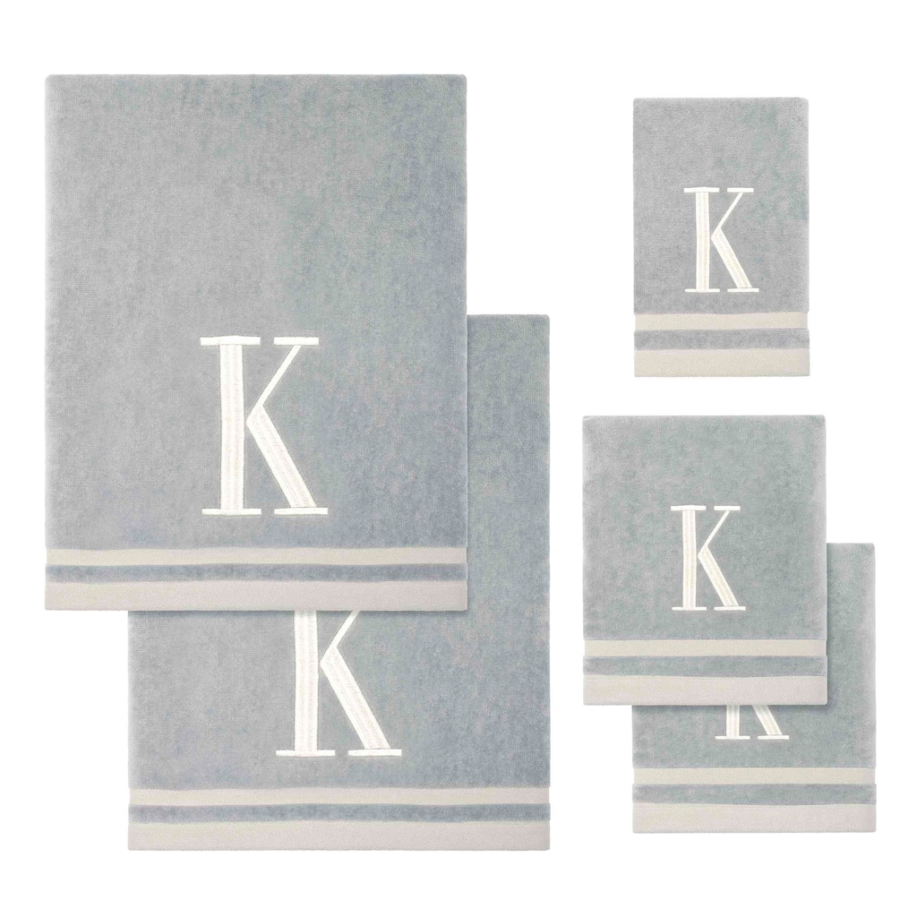 Avanti GRY/IVR Monogram 5-Piece Towel Set