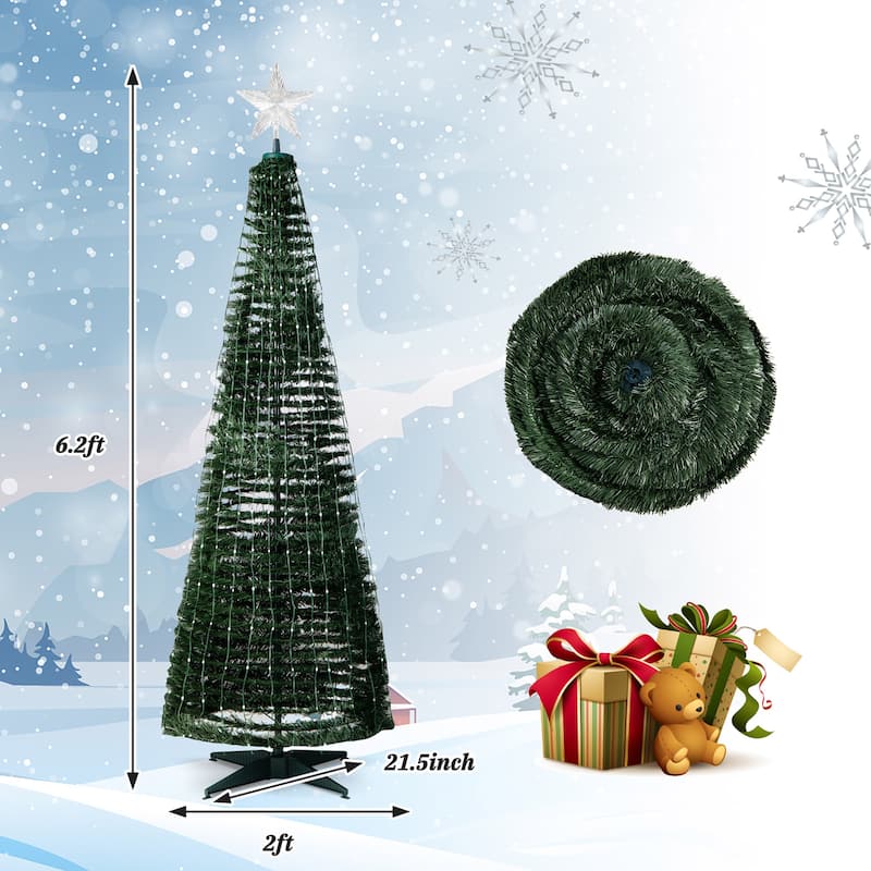 Gymax 6FT Retractable Smart Celebration Christmas Tree Pop-Up Decor w/