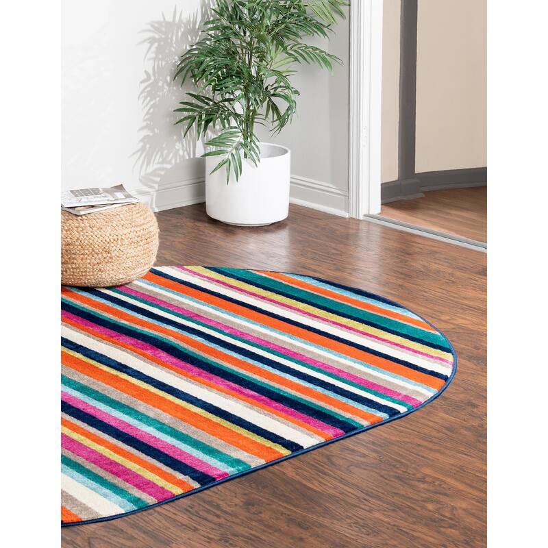 Contemporary Chorisia Collection Area Rug - 5'3"x8' Oval - Multi