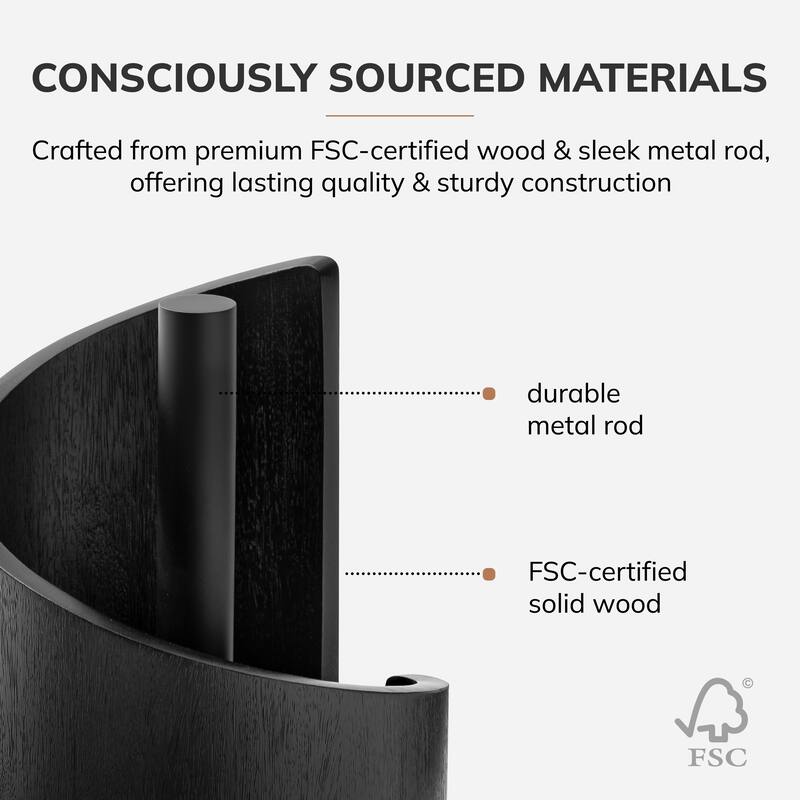 Jani Paper Towel Holder Countertop with Mango Wood Round Base and Iron Holder