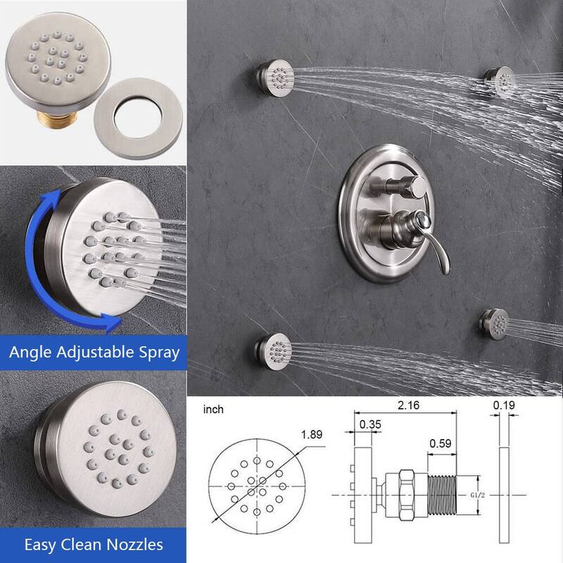 YASINU Antique Shower Faucet-Sets Fixtures, 9 inch Wall Rain Head with Handheld Spray and Body Jets