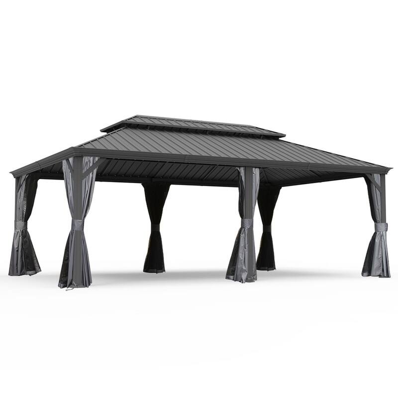 Domi Hardtop Gazebo with Galvanized Steel Double Roof and Aluminum Frame