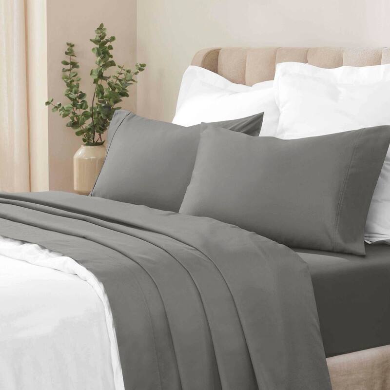 Blue Nile Mills Ultimate Fit Cotton Sateen Deep Pocket Sheet Set - Grey - King