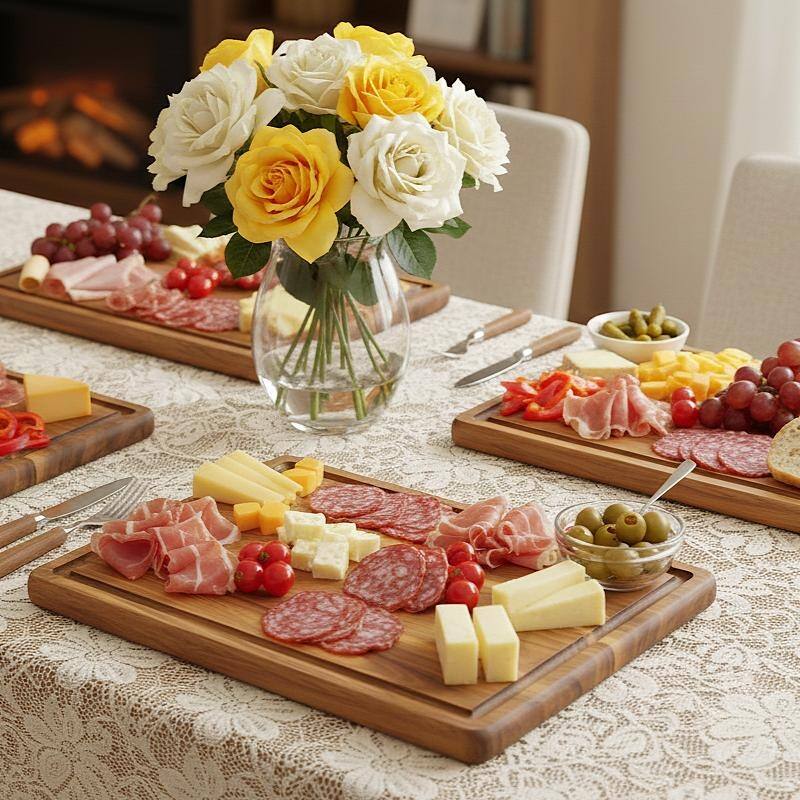 Premium Acacia Wood Cutting Board with Deep Juice Groove