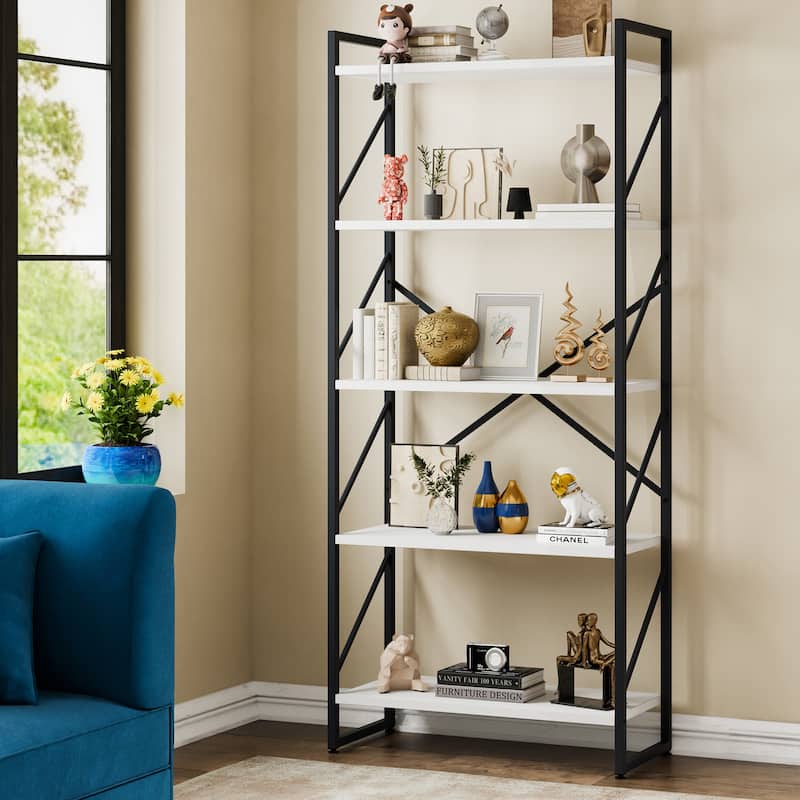 Futzca 5 Tier Storage Bookshelf - Black/White