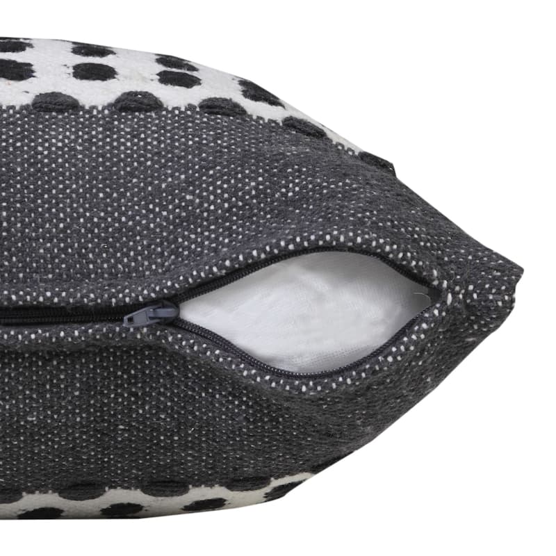 20" Black and White Dash Grid Striped Square Throw Pillow