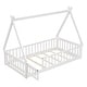 preview thumbnail 7 of 6, Modern Twin Size Pine Wood Tent-Shaped Floor Bed Frame with Guardrails, Slats, Door, No Need Spring Box