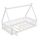 preview thumbnail 13 of 21, Twin Size Pine Tent-shaped Floor Bed with Guardrails & Door