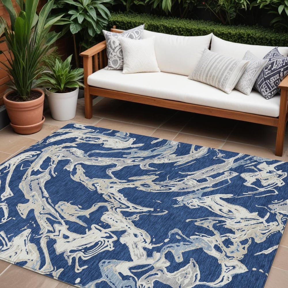 HomeRoots Abstract Transitional Rectangle Outdoor Rug