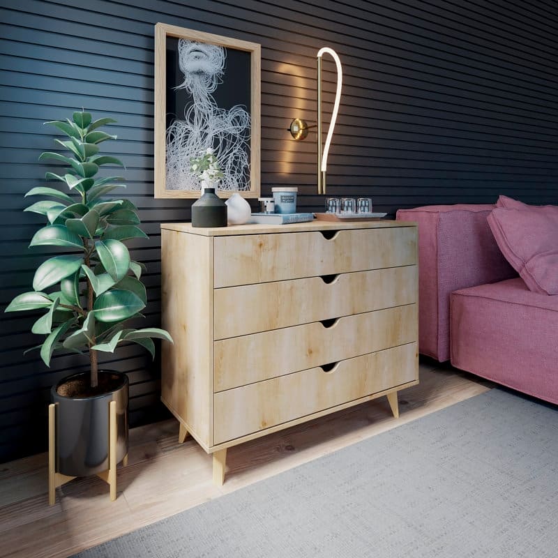Minimalist 4-Drawer Dresser - Wooden Cabinet
