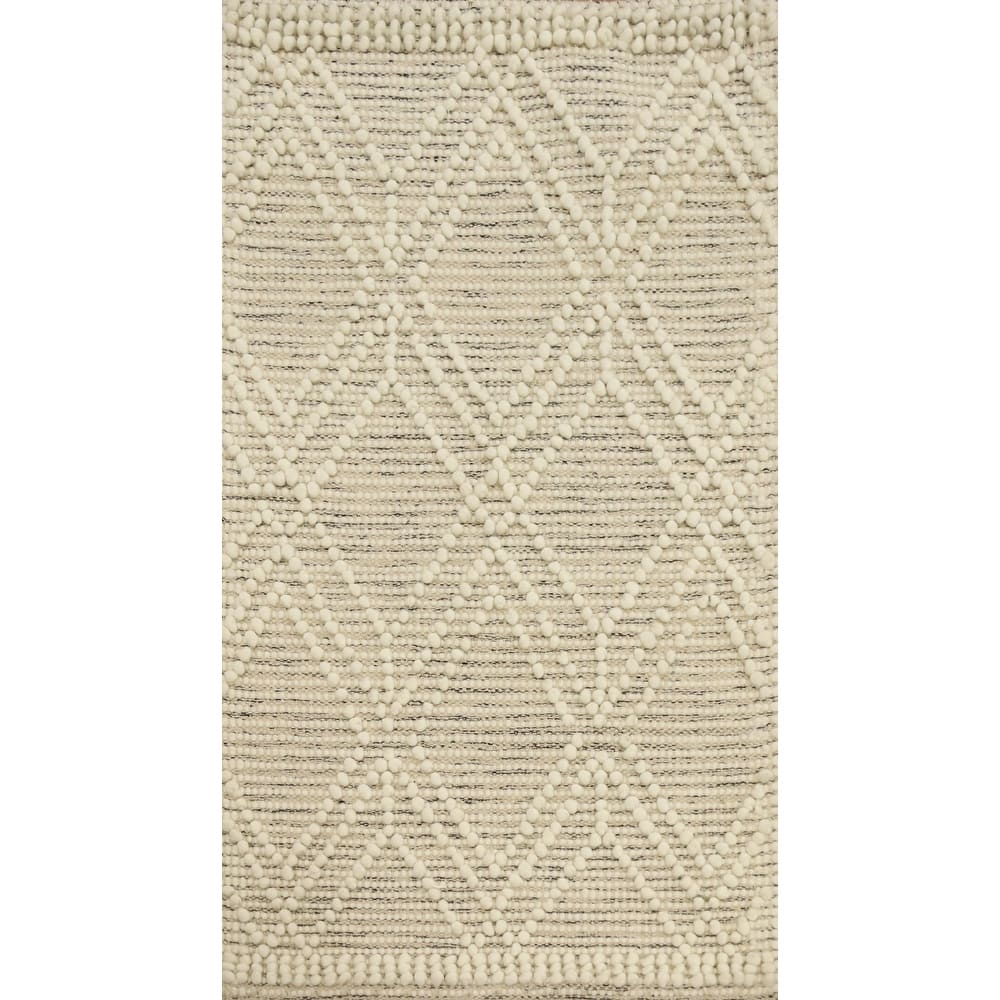 Hand Knotted Oriental 100% Wool Carpet Modern Geometric Beige & Ivories Modern Gotti Design Area Rug - 3' 3'' X 1' 10''